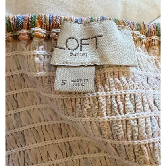 LOFT Madras Plaid Ruffle Sleeve Tiered Smocked Feminine Midi Dress Size S - Picture 5 of 7